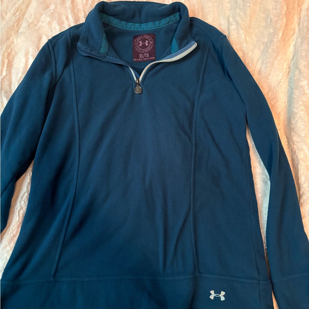 Under Armour Fleece 3/4 Zip Size XL Blue Long Sleeve Shirt